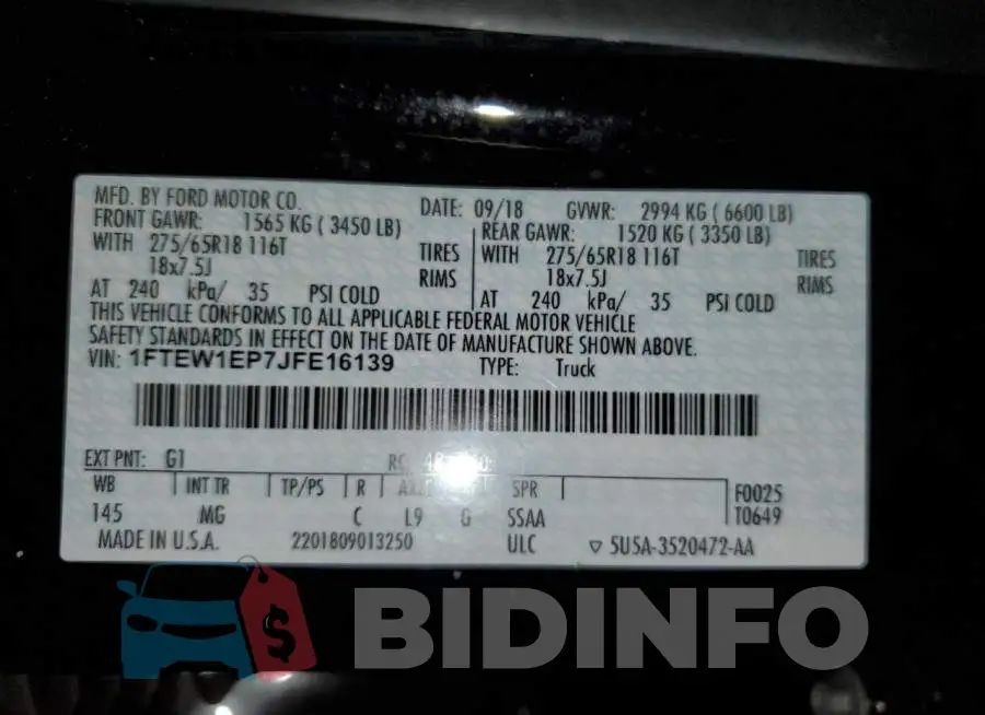 1FTEW1EP7JFE16139 Photo# 12