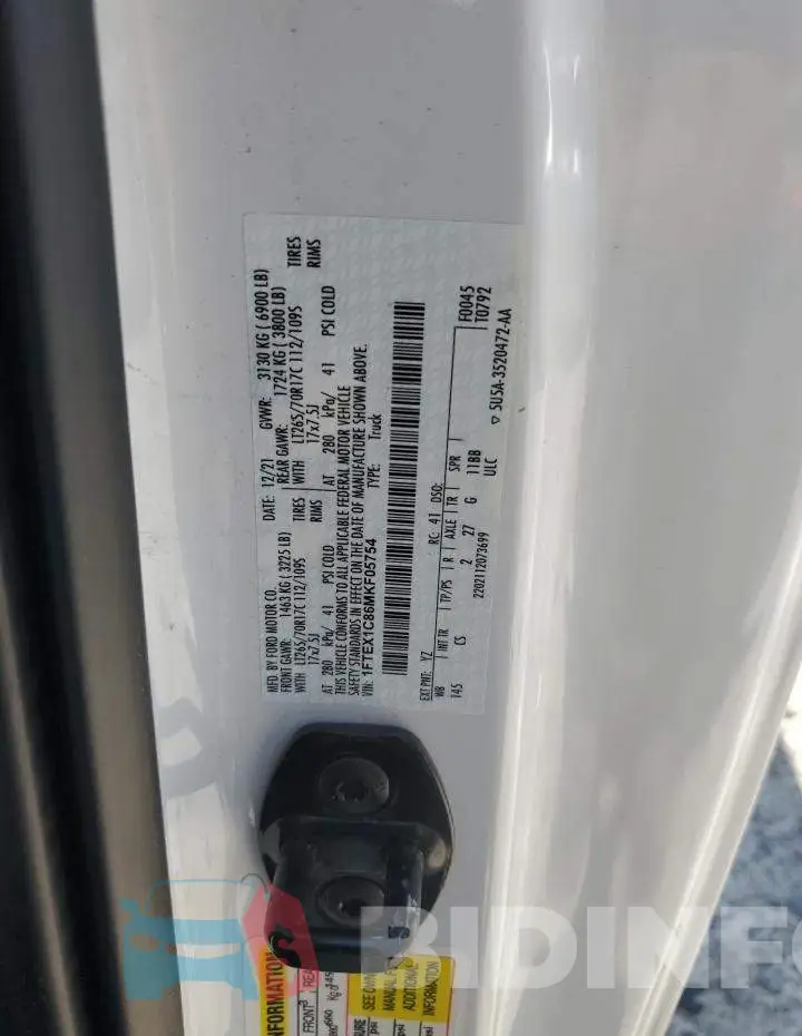 1FTEX1C86MKF05754 Photo# 12