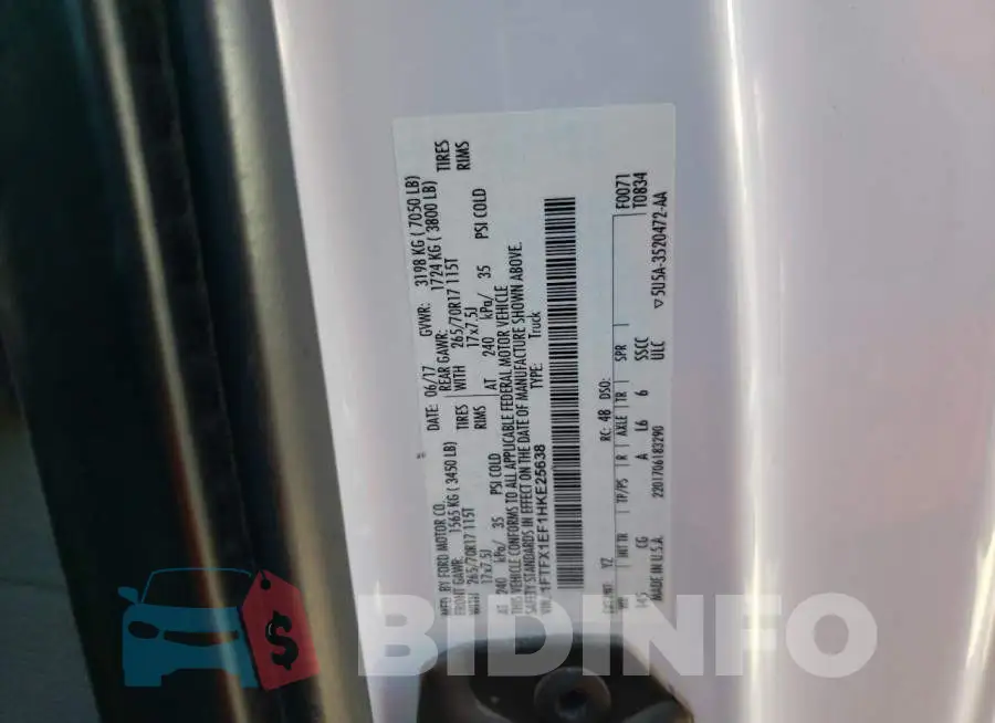 1FTFX1EF1HKE25638 Photo# 12