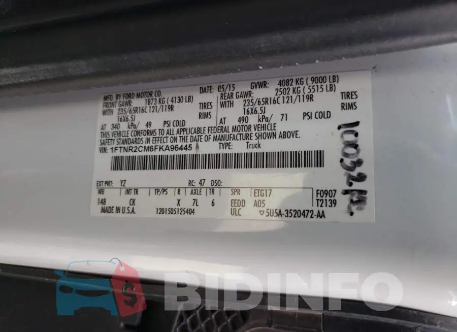 1FTNR2CM6FKA96445 Photo# 12