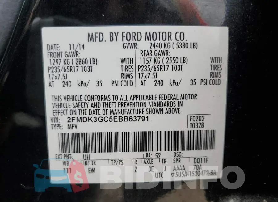 2FMDK3GC5EBB63791 Photo# 13