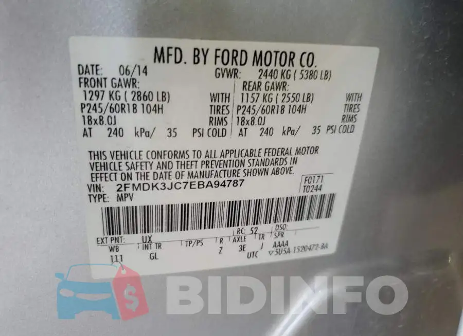 2FMDK3JC7EBA94787 Photo# 14
