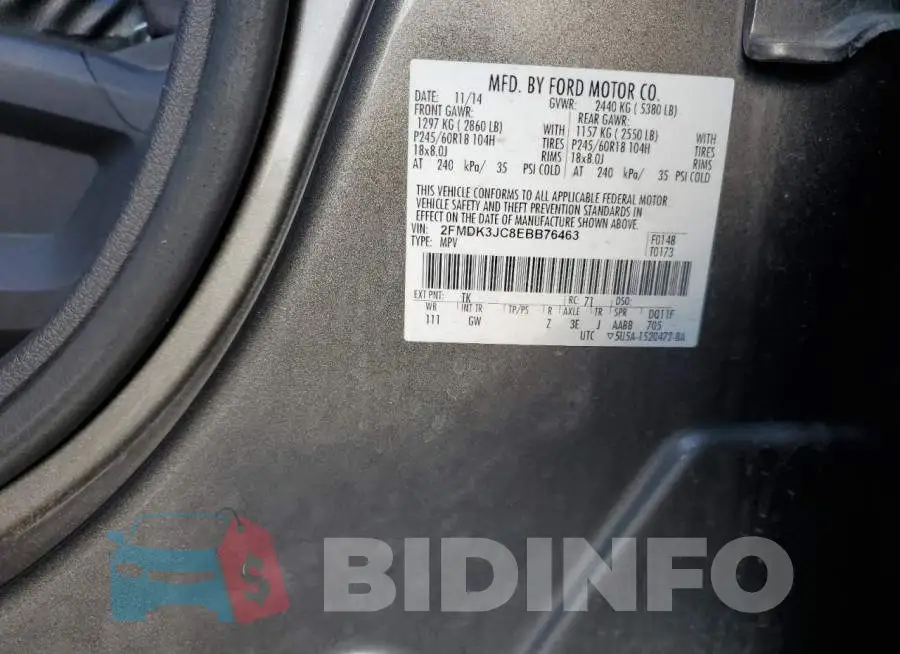 2FMDK3JC8EBB76463 Photo# 12