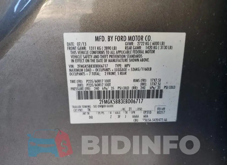 2FMGK5B83EBD06717 Photo# 10