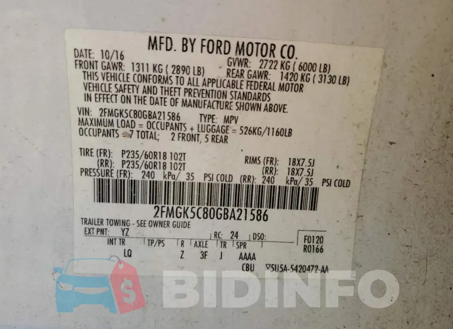 2FMGK5C80GBA21586 Photo# 13