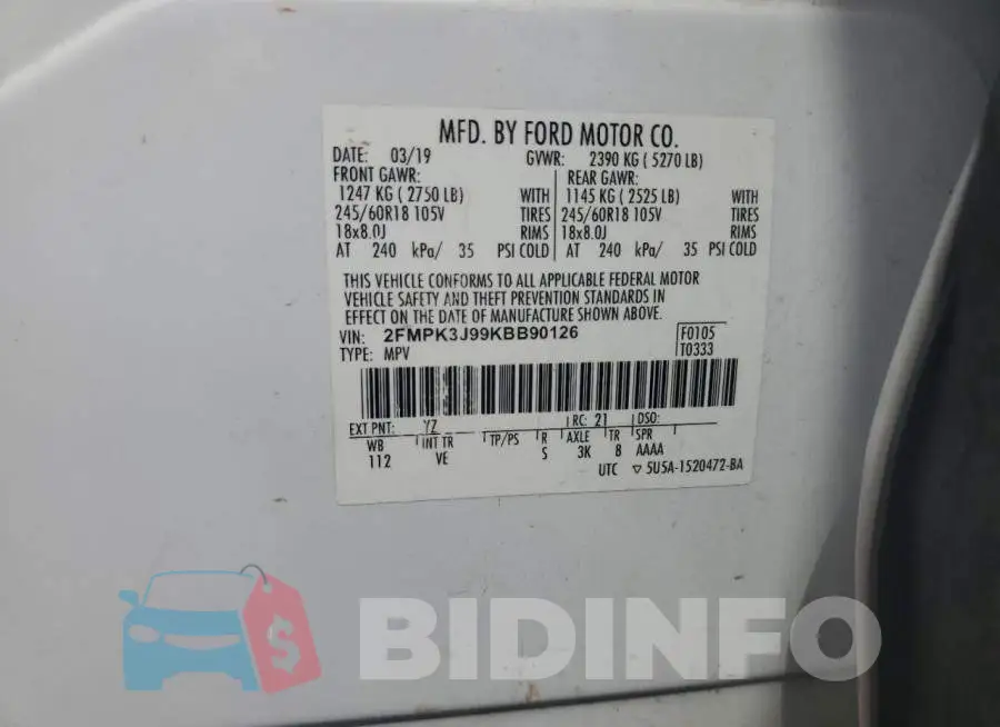 2FMPK3J99KBB90126 Photo# 12