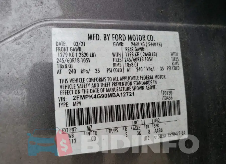 2FMPK4G90MBA12721 Photo# 14