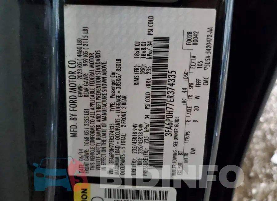 3FA6P0H77ER374335 Photo# 12