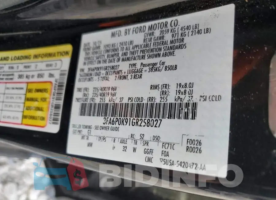 3FA6P0K91GR258027 Photo# 12