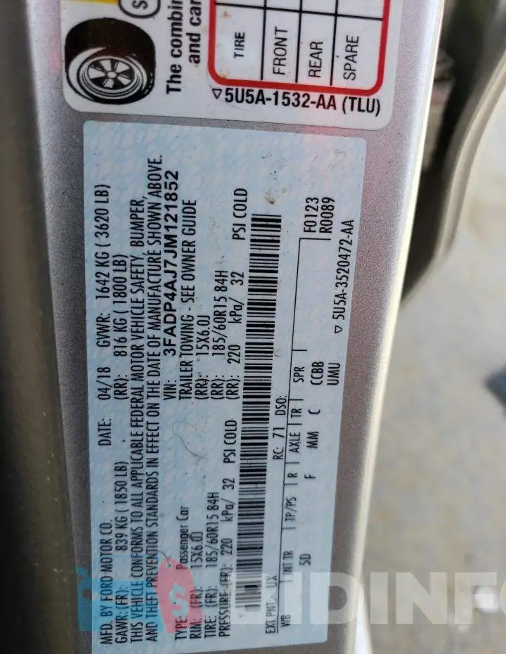 3FADP4AJ7JM121852 Photo# 12
