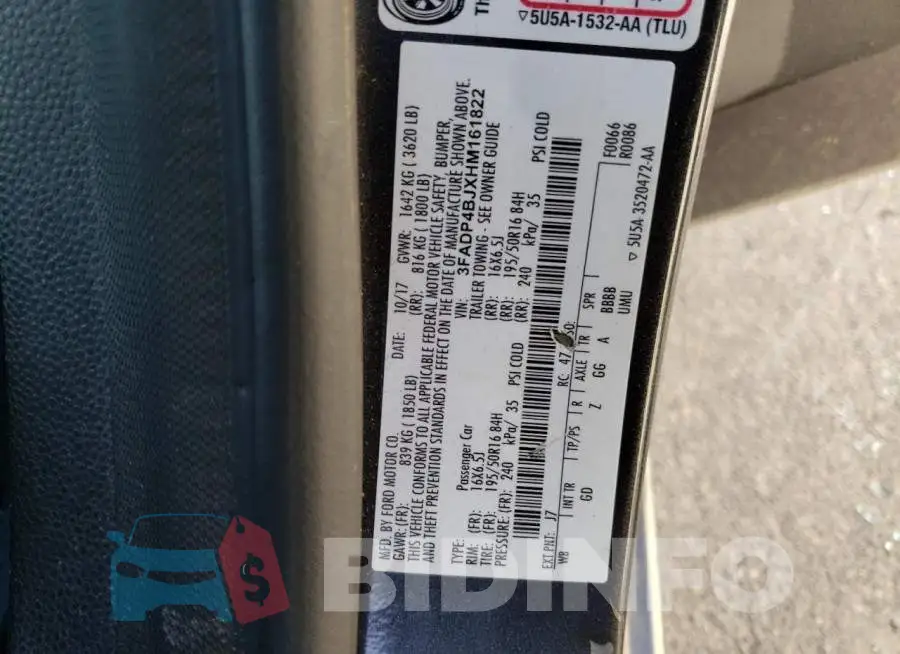 3FADP4BJXHM161822 Photo# 12