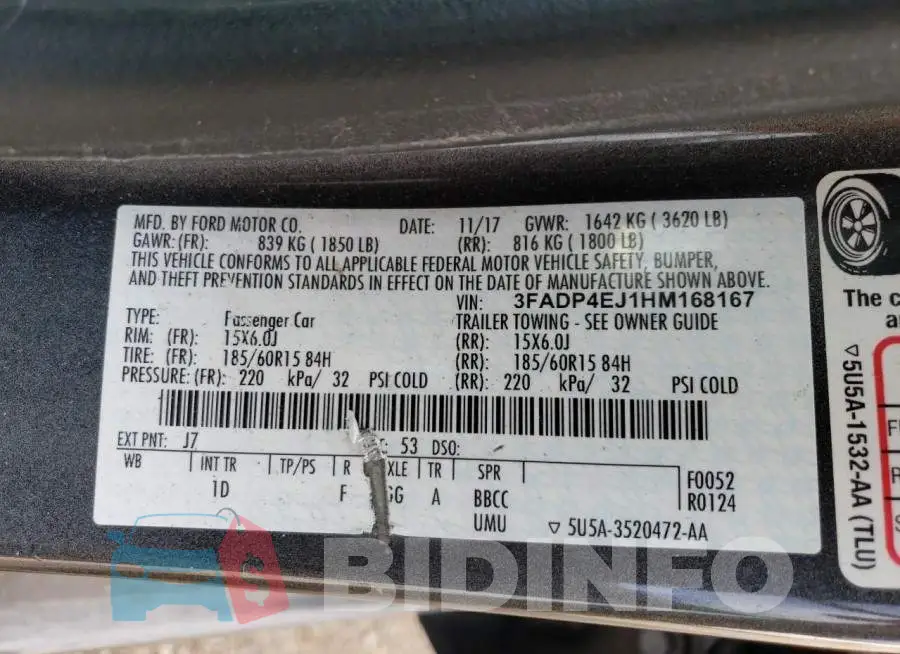 3FADP4EJ1HM168167 Photo# 12