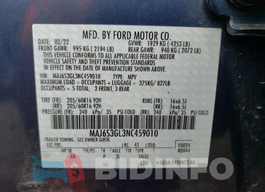 MAJ6S3GL3NC459010 Photo# 13