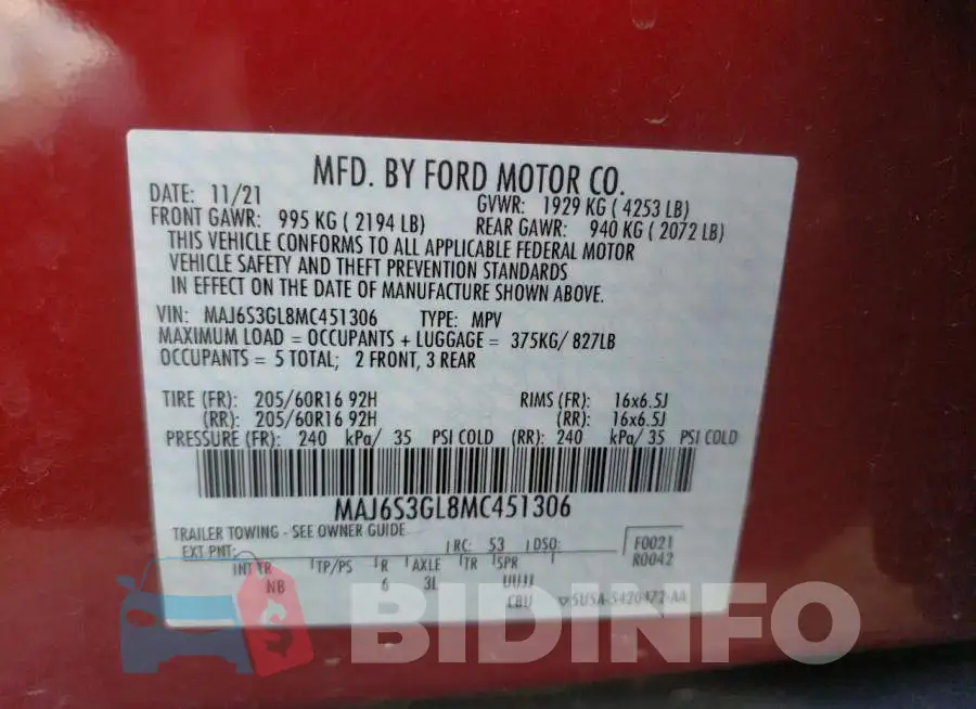 MAJ6S3GL8MC451306 Photo# 13
