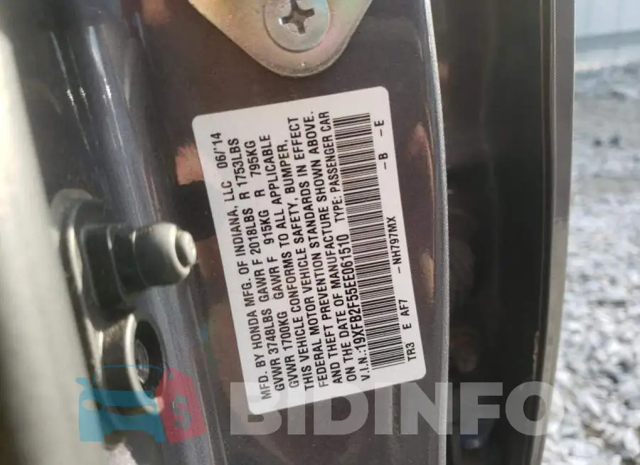 19XFB2F55EE061510 Photo# 12