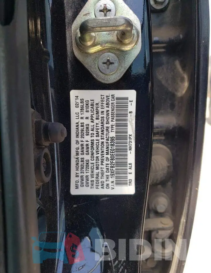 19XFB2F80EE018395 Photo# 13