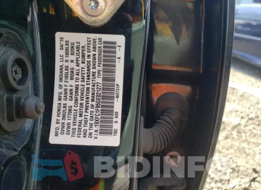19XFC1F95GE021277 Photo# 12
