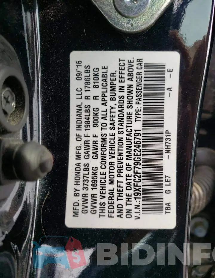 19XFC2F79GE246791 Photo# 13