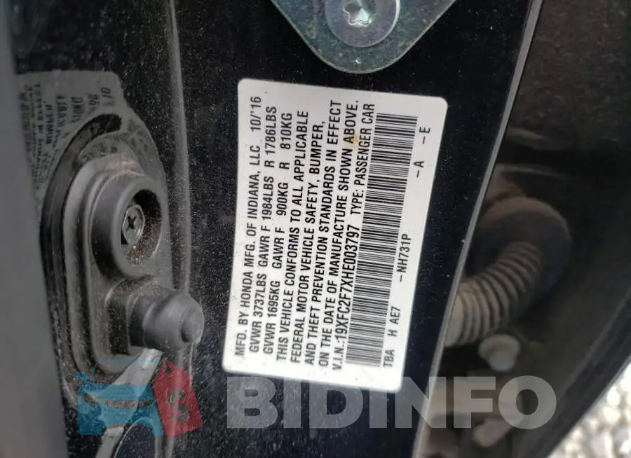 19XFC2F7XHE003797 Photo# 13