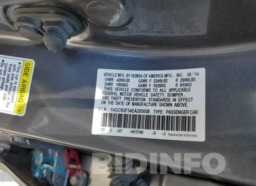 1HGCR2F34EA295008 Photo# 12