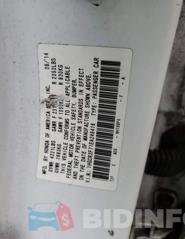 1HGCR2F71EA246416 Photo# 13
