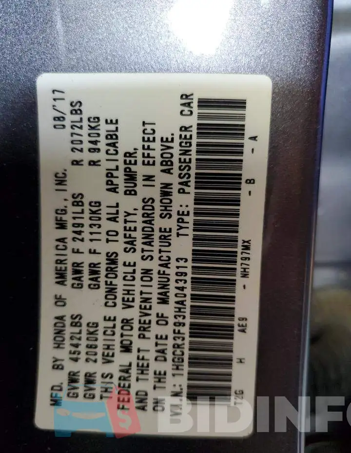 1HGCR3F93HA043913 Photo# 13