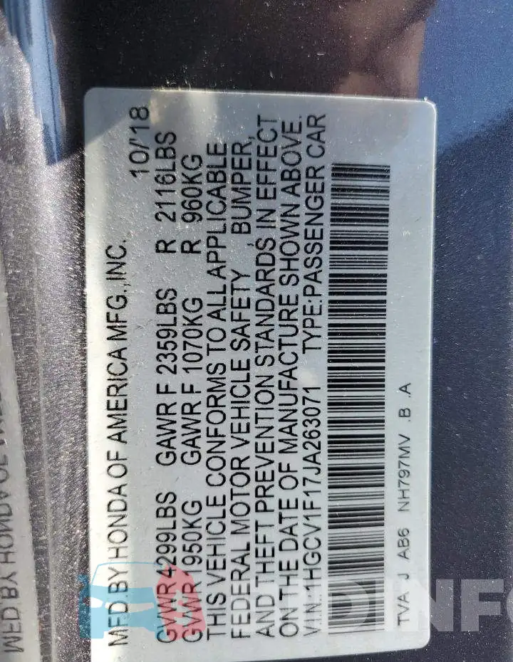 1HGCV1F17JA263071 Photo# 12