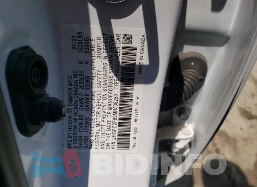 2HGFC2F89MH536250 Photo# 12