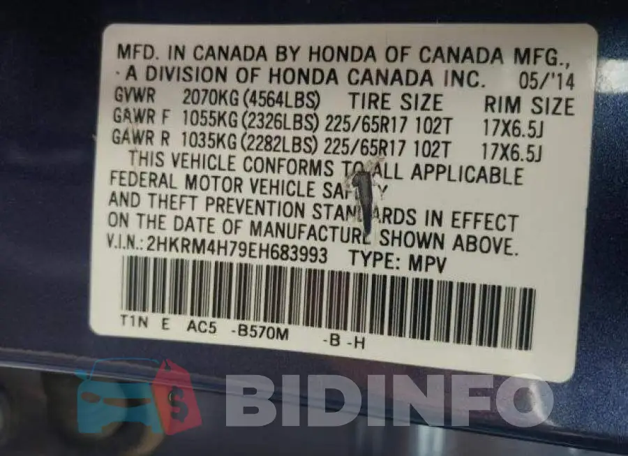 2HKRM4H79EH683993 Photo# 10