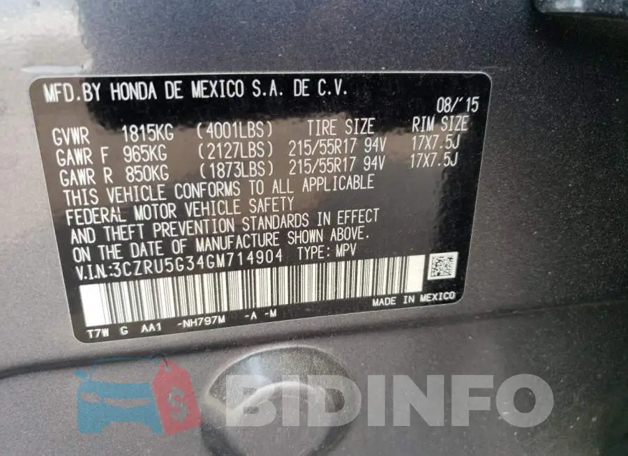 3CZRU5G34GM714904 Photo# 12