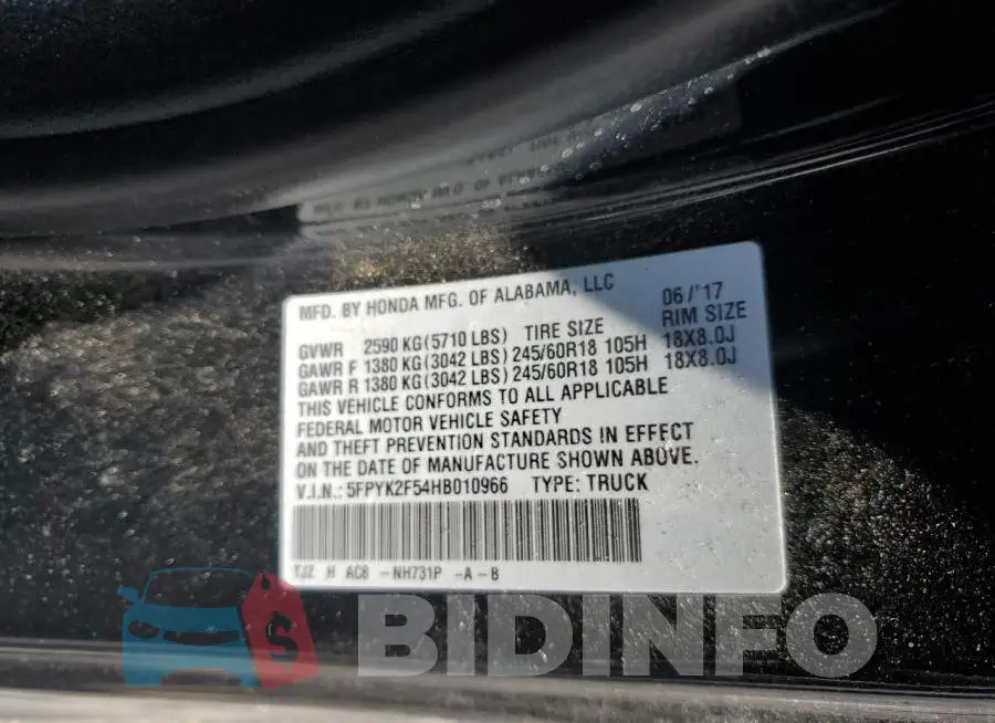 5FPYK2F54HB010966 Photo# 12