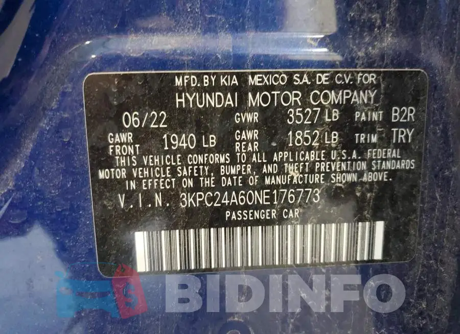 3KPC24A60NE176773 Photo# 13