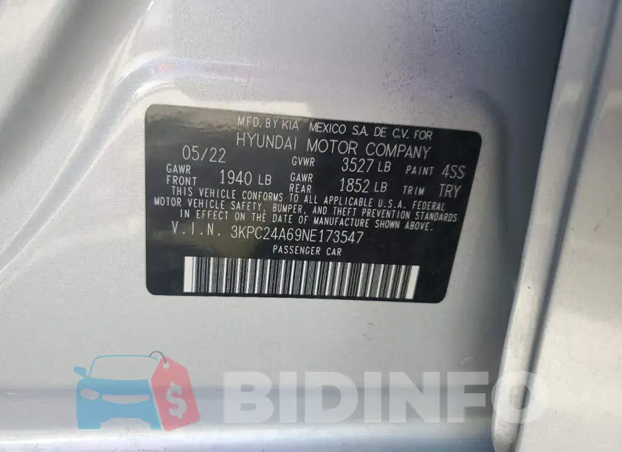 3KPC24A69NE173547 Photo# 12
