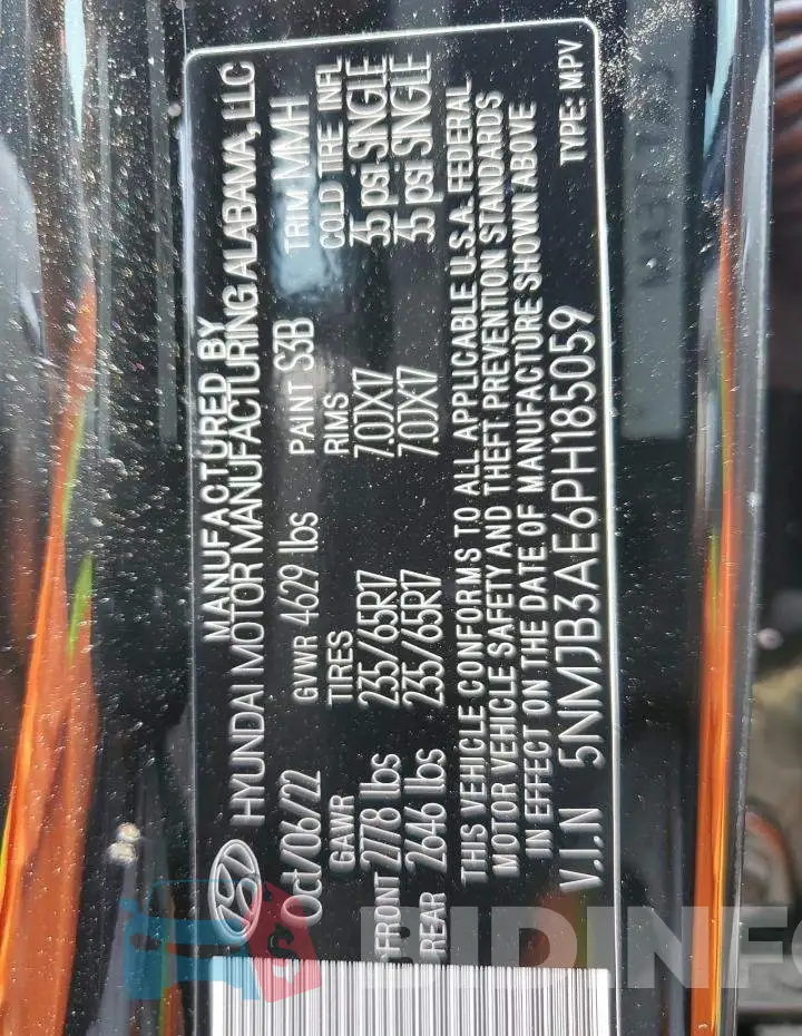 5NMJB3AE6PH185059 Photo# 14