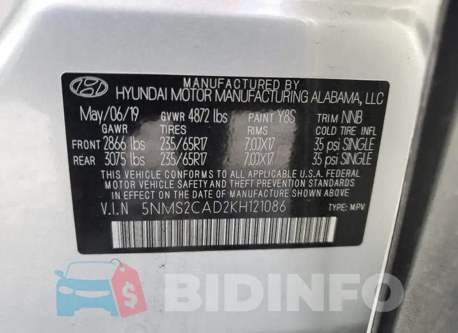 5NMS2CAD2KH121086 Photo# 14