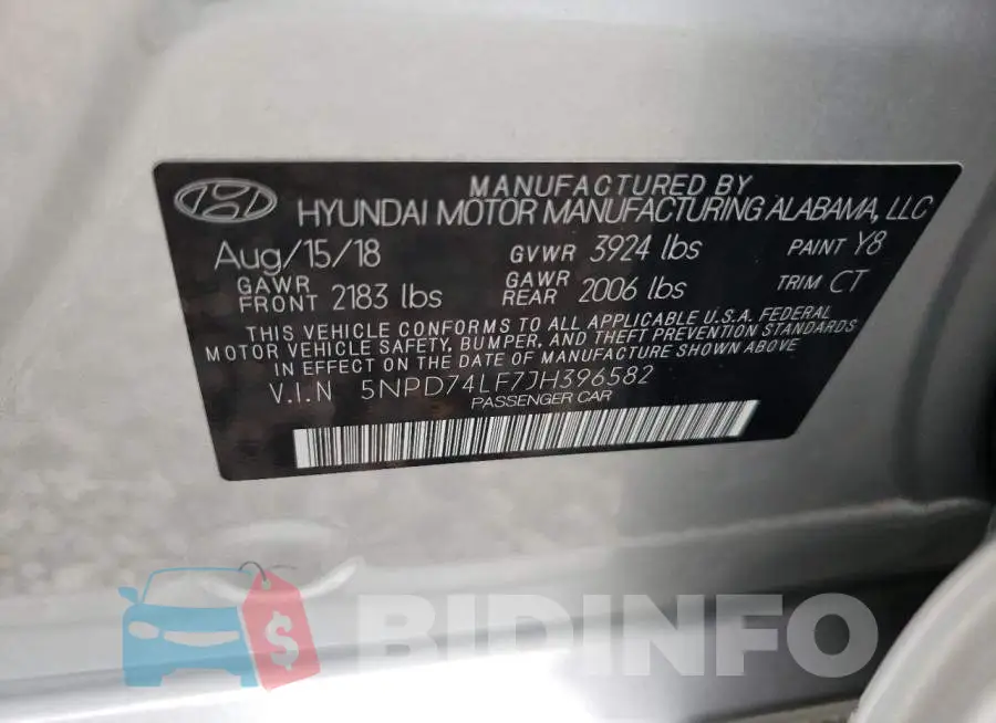 5NPD74LF7JH396582 Photo# 13