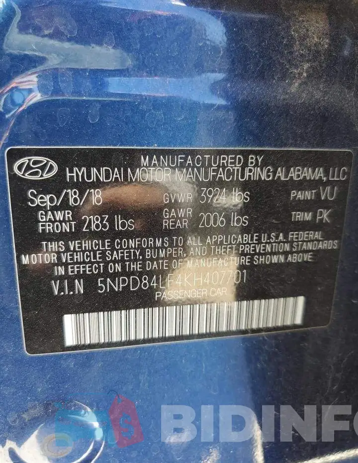 5NPD84LF4KH407701 Photo# 13