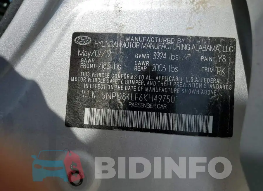 5NPD84LF6KH497501 Photo# 12
