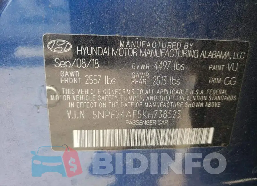 5NPE24AF5KH738523 Photo# 12
