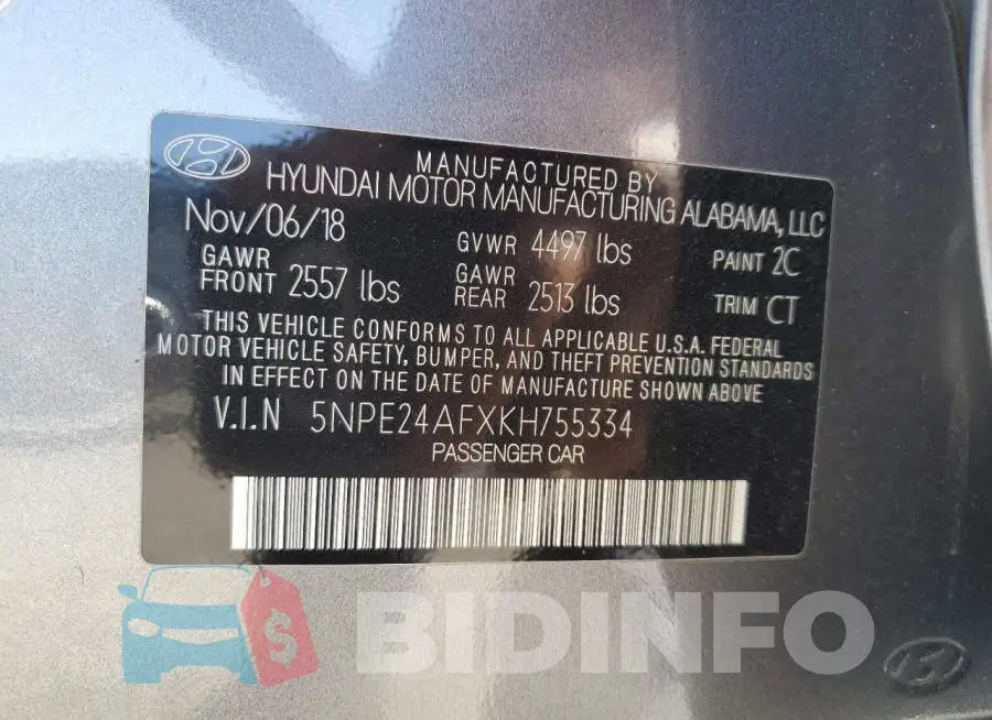 5NPE24AFXKH755334 Photo# 12