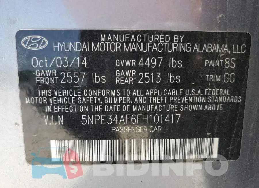 5NPE34AF6FH101417 Photo# 12