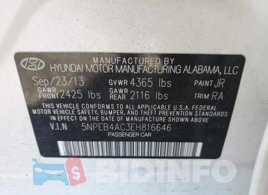 5NPEB4AC3EH816646 Photo# 12