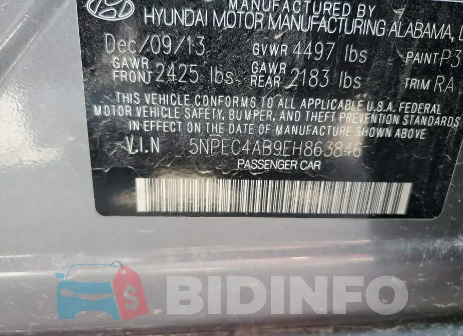 5NPEC4AB9EH863846 Photo# 13