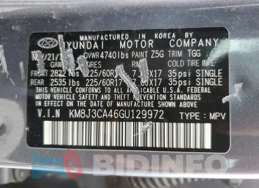 KM8J3CA46GU129972 Photo# 13