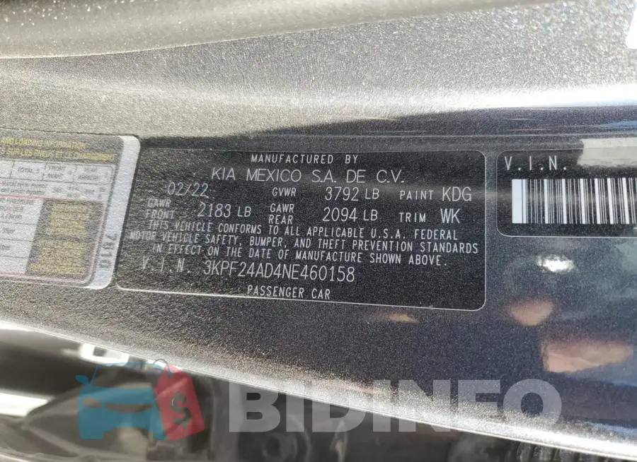 3KPF24AD4NE460158 Photo# 12