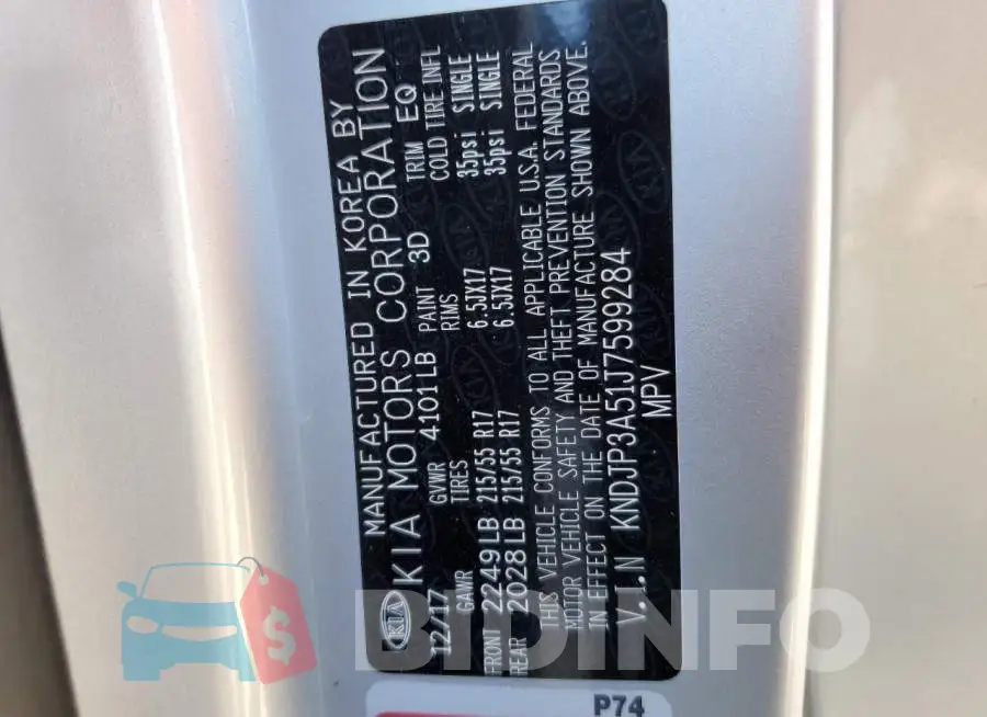 KNDJP3A51J7599284 Photo# 12