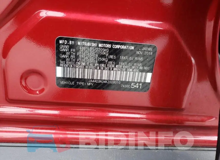 JA4AD3A34KZ028010 Photo# 12