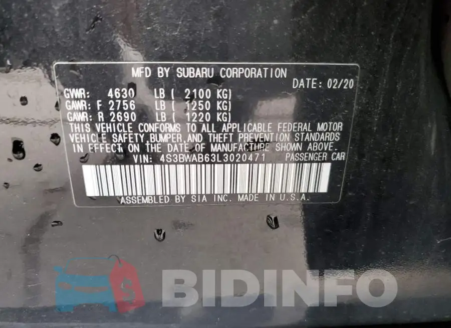 4S3BWAB63L3020471 Photo# 12