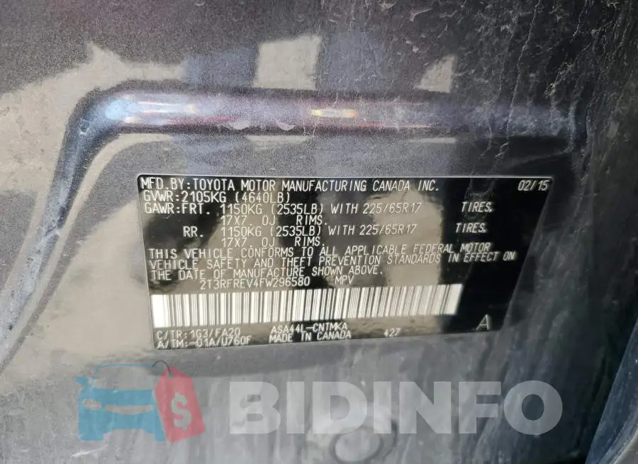 2T3RFREV4FW296580 Photo# 14