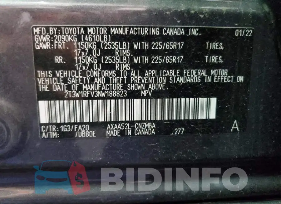 2T3W1RFV3NW188823 Photo# 13